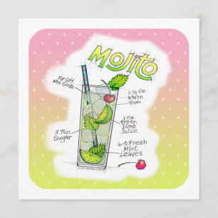PARTYINBJUDNINGAR - KONST FÖR MOJITO-RECEPTCOCTAIL INBJUDNINGAR