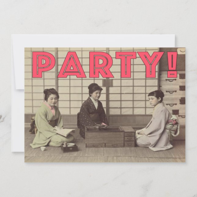 Partyinbjudningar - rolig japansk designfödelsedag inbjudningar (Framsida)