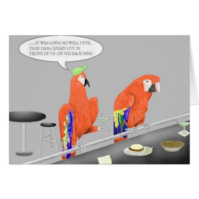 "Partying Parrotheads"-Vågrät Hälsningskort (Framsidan Horizontal)