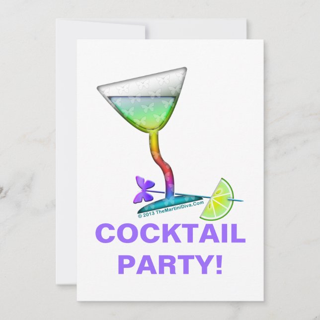 PARTYINVITATIONER - FJÄRILSMARTINI INBJUDNINGAR (Framsida)