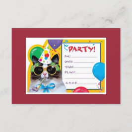 Partykatten är klar för din födelsedag! inbjudningar