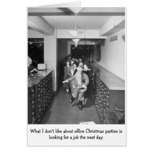 Partyn för vintagekontorsjul, hälsningskort