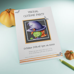 Partyna födelsedagen i Cute Witch Virtuell Costume Inbjudningar