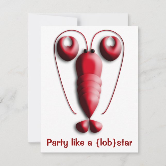Partynågot liknande en Lobstar som är röd med Inbjudningar (Framsida)
