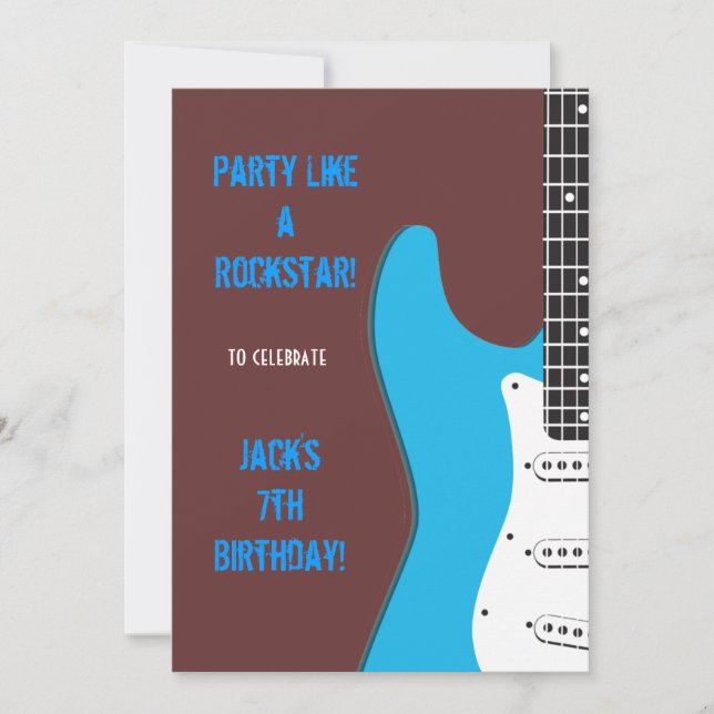 Partynågot liknande en Rockstar blått Inbjudningar (Framsida)