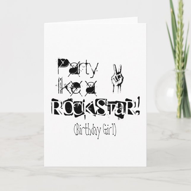 Partynågot liknande ett rockstar födelsedagkort kort (Framsida)