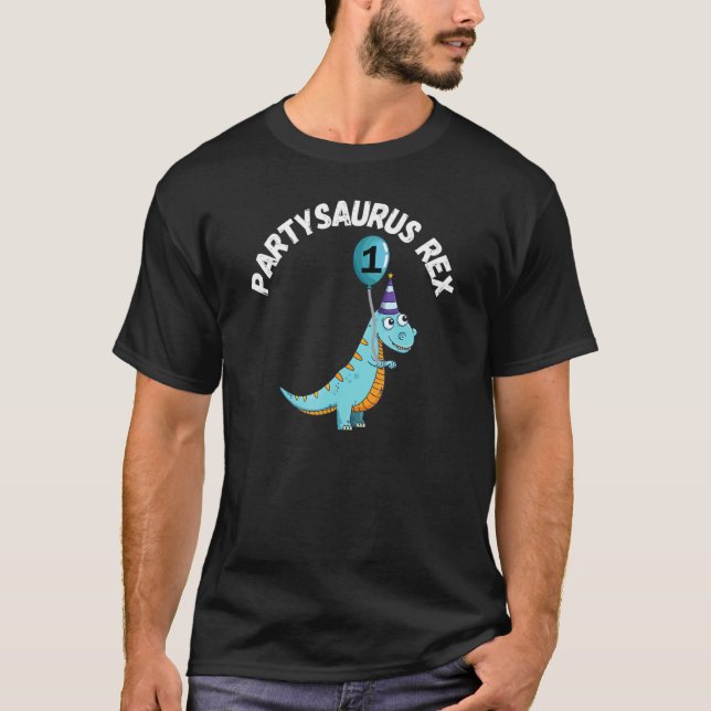 Partysaurus Rex 1 år gammal födelsedag T Shirt (Framsida)