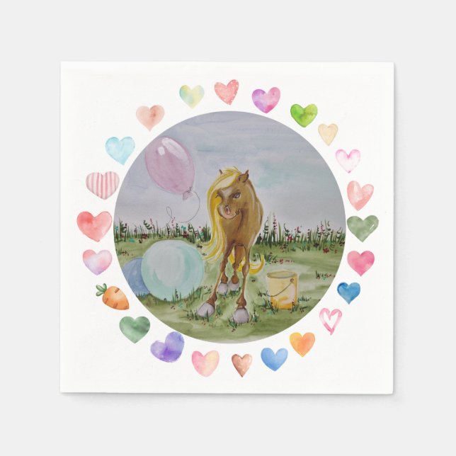 Partyservietten mit Pferdemotiv, Pony Party Pappersservett (Framsidan)