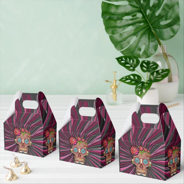 Pärvat träliknande sockerskalle med Blommigt Krona Presentaskar (Multipel)