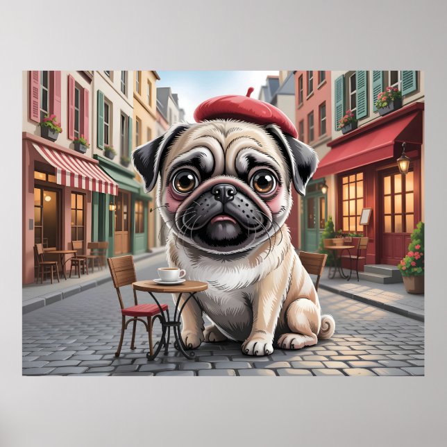 Parysk Mops på Sidokafé Poster (Framsidan)