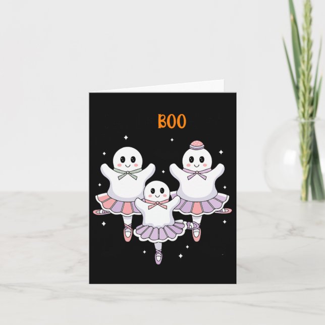 Pas De Boo-rée Balettdansare Spökaktig Ghost Hallo Kort (Framsida)