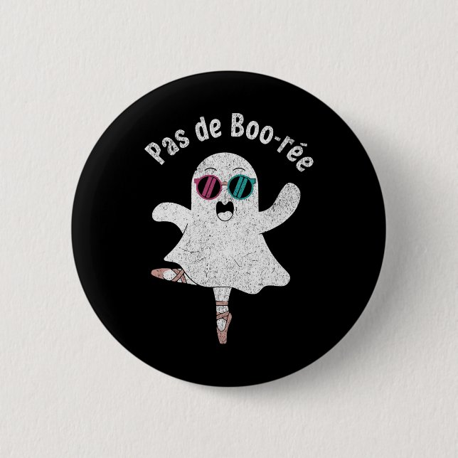 Pas De Boo-rée Cute Ballerina Ghost Funny Ballet Knapp (Framsida)