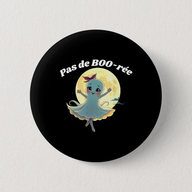 Pas De Boo-rée Funny Ballet Ghost Halloween Dance Knapp (Framsida)