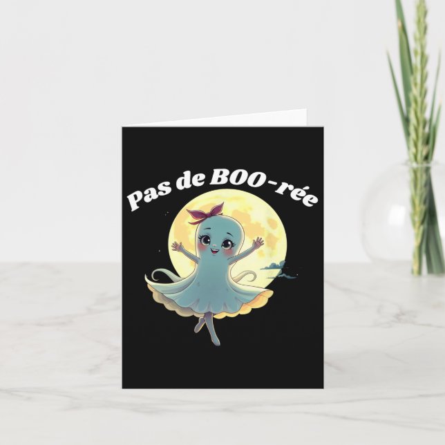 Pas De Boo-rée Funny Ballet Ghost Halloween Dance Kort (Framsida)