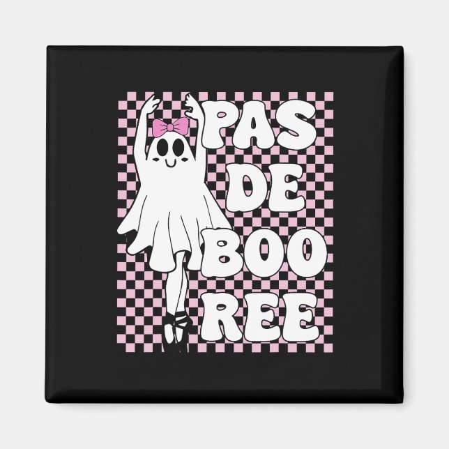 Pas De Boo-ree Funny Retro Ballet Spöken Halloween Magnet (Framsidan)