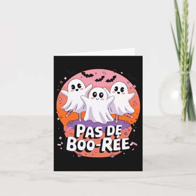 Pas De Boo-rée Spökbalett Danslärare Roligt Hallow Kort (Framsida)