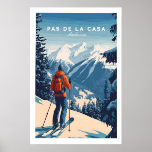 Pas de la Casa Affisch Grandvalira Skidtryck Snö