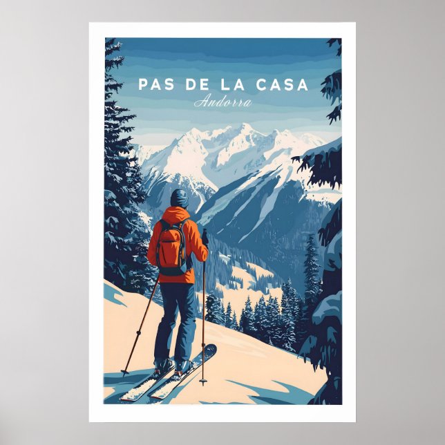 Pas de la Casa Affisch Grandvalira Skidtryck Snö (Framsidan)