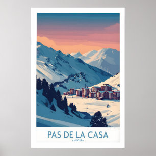 Pas de la Casa Andorra Affisch Pyrenéerna Skidort