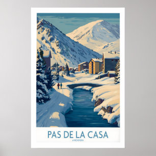 Pas de la Casa Andorra konsttryck Vinterby Poster