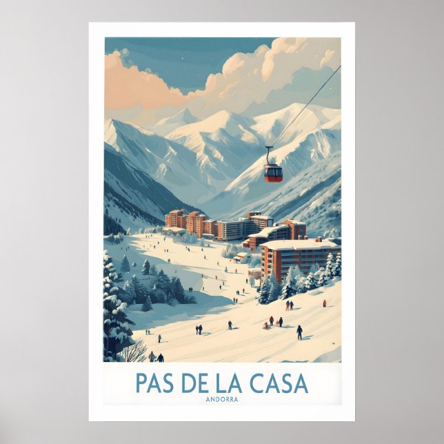 Pas de la Casa Andorra Skidort Konsttryck Poster (Framsidan)