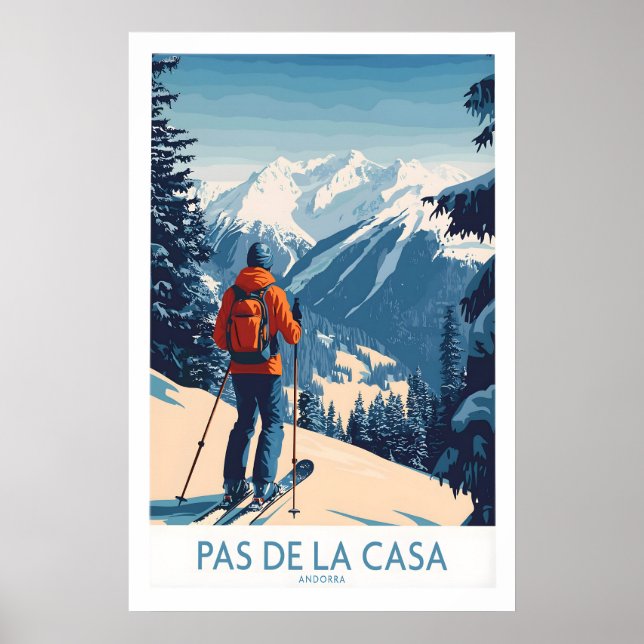 Pas de la Casa Andorra skidruck Pyrenéerna Vinter Poster (Framsidan)