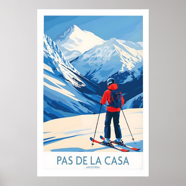 Pas de la Casa Andorra Tryck Pyrenéerna Skidåkning (Framsidan)