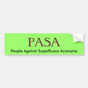 PASA folk mot överflödiga akronymer Bildekal