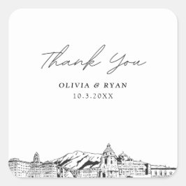 Pasadena Bröllop Landmarks Favor Tack Fyrkantigt Klistermärke