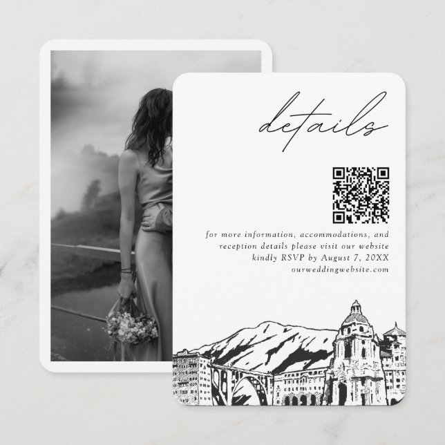 Pasadena Bröllop Small Details QR-kod Tilläggskort (Fram/baksida)