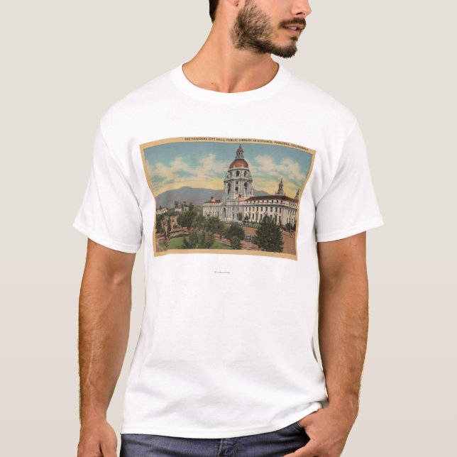 Pasadena CA - beskåda av stadshus & offentliga T-shirt (Framsida)