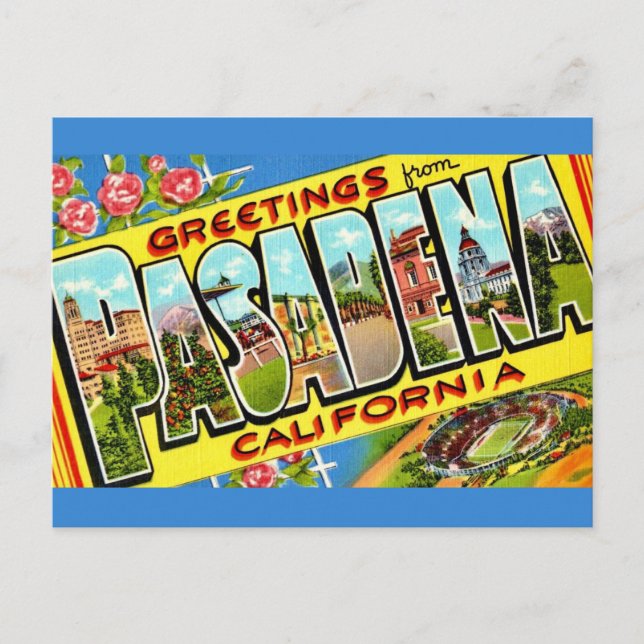 Pasadena CA  Välkomst vykort (Framsida)