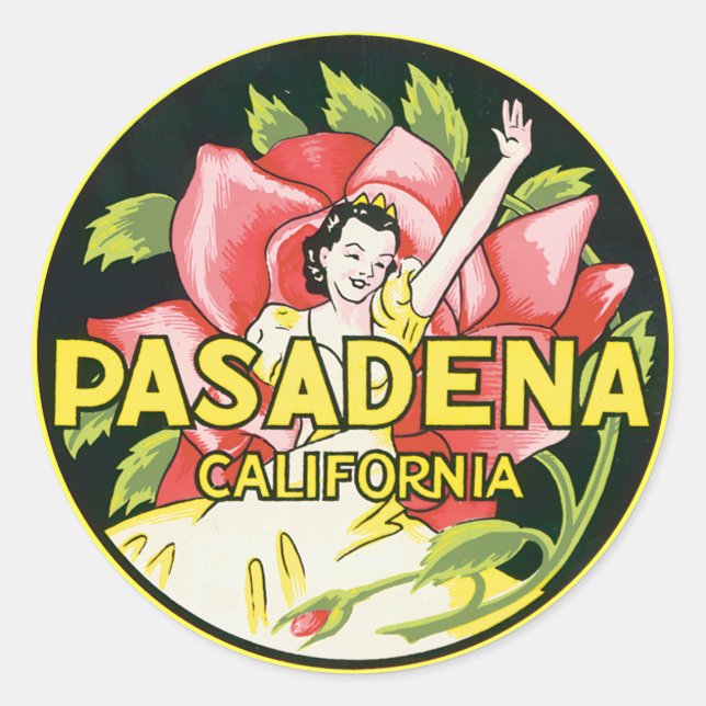 Pasadena California Runt Klistermärke (Framsida)