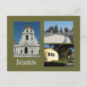 Pasadena Civic Center och Bridge 3 Photo Postcard Vykort