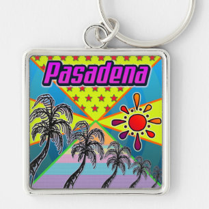 Pasadena Freedom Keychain Fyrkantig Silverfärgad Nyckelring
