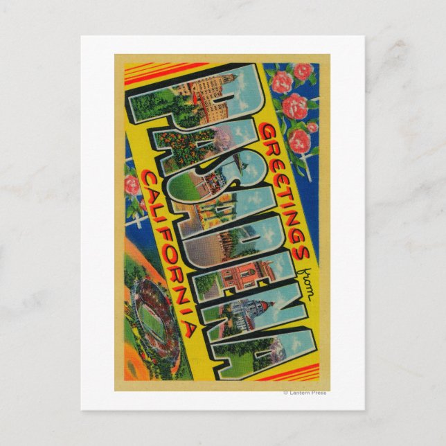 Pasadena, Kalifornien - Stora Brev Scenes Vykort (Framsida)