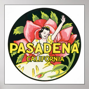 Pasadena Kalifornien, vintage Poster