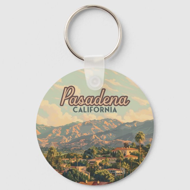 Pasadena Los Angeles California Mountains Vintage Nyckelring (Framsida)
