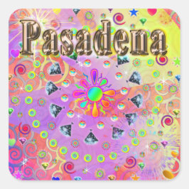 Pasadena Lucky Golden Sticker Fyrkantigt Klistermärke