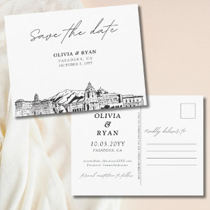 Pasadena Save the Date Postkort Elegant Bröllop Vykort