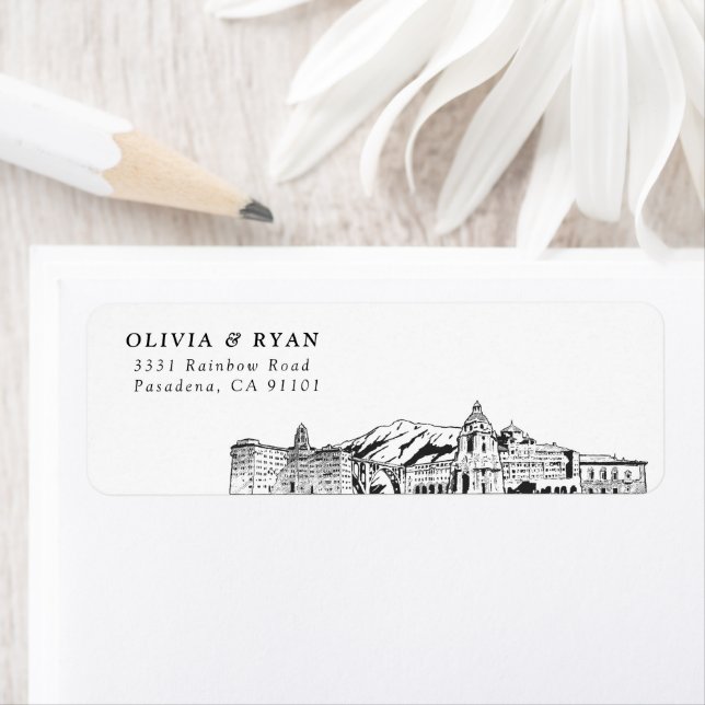Pasadena Skyline Modern Returetiketters Returadress Etikett (Insitu)