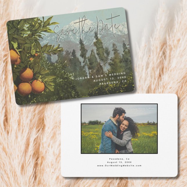 Pasadena Vintage Postcard Spara datuminbjudan Inbjudningar (Pasadena vintage wedding postcard save the date)