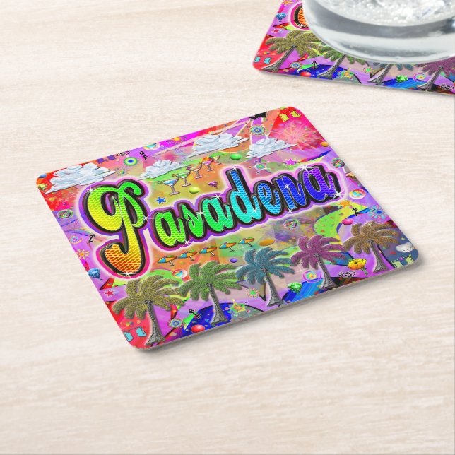Pasadena Vista Express Coaster Underlägg Papper Kvadrat (Vinklad)