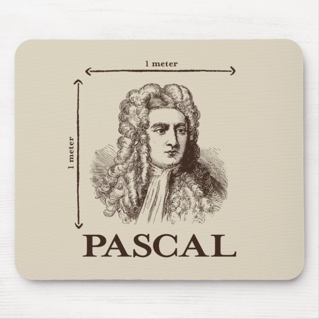 Pascal = 1 newton per kvadrerar mäter mathskämt musmatta (Framsidan)