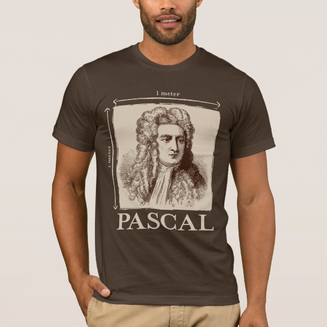 Pascal = 1 newton per kvadrerar mäter mathskämt t-shirt (Framsida)