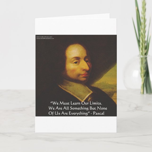 Pascal "Lär dig begränsningar" Visdomspresenter Kort (Framsida)