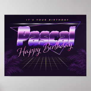 Pascal Namn Vorname lila retro Poster Geburtstag