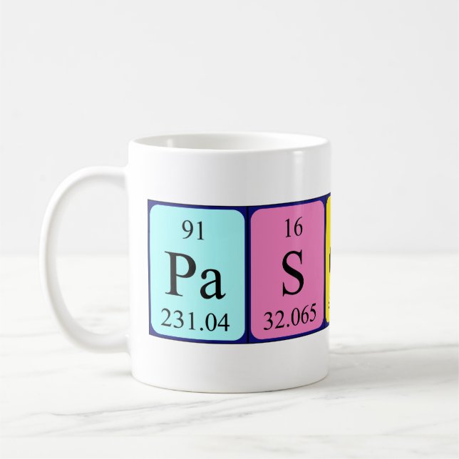 Pascaline periodiskt återkommande bord namn mugg (Vänster)
