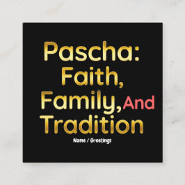 Pascha Faith Family and Tradition Christian Easter Fyrkantigt Visitkort