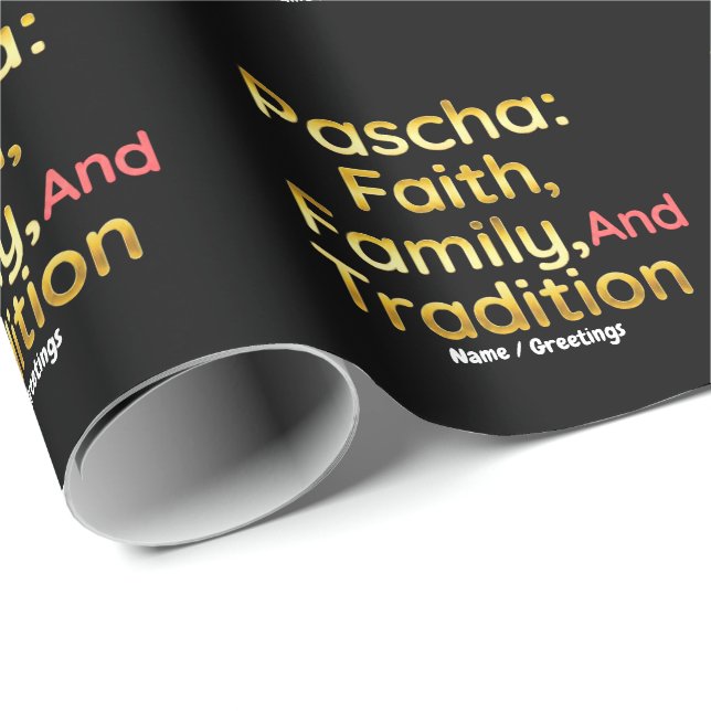 Pascha Faith Family and Tradition Christian Easter Presentpapper (Rullad Hörn)